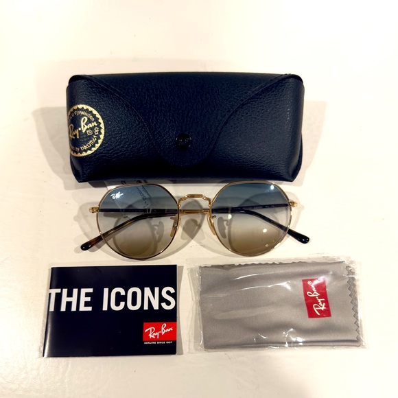 NEW Ray-Ban Jack Bi-Gradient Clear Blue-Brown Complete With Kit - Picture 5 of 9